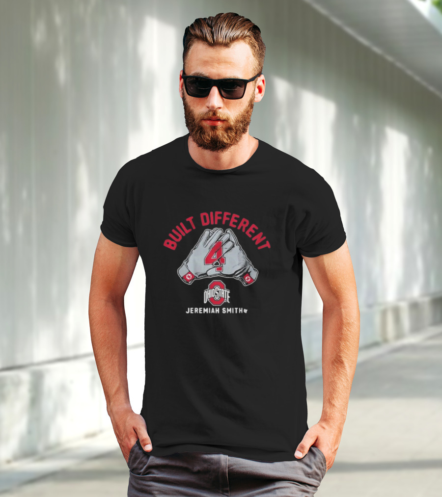 Ohio State Football Jeremiah Smith Built Different 4 Gloves T-Shirt