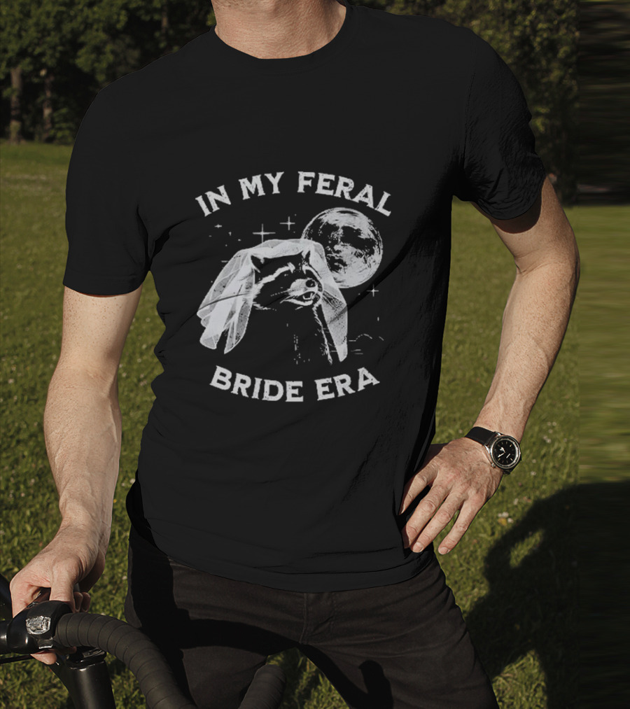 Raccoon In My Feral Bride Era With Moon And Veil T-Shirt