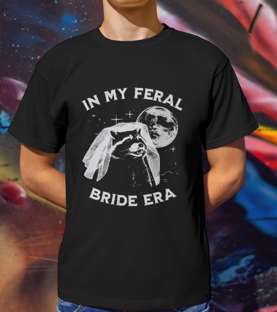 Raccoon In My Feral Bride Era With Moon And Veil T-Shirt