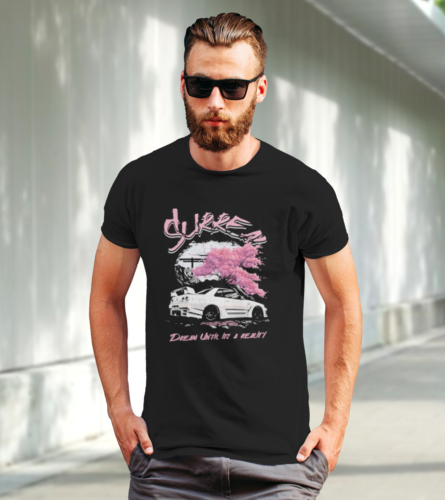 Surren Dream Until It’s A Reality Pink Cherry Blossom Car Scene T-Shirt