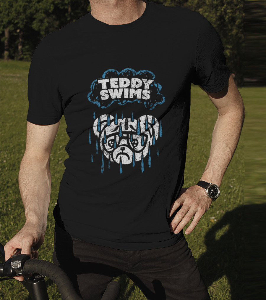 Teddy Swims Sad Bulldog Rainy Day Cloud T-Shirt