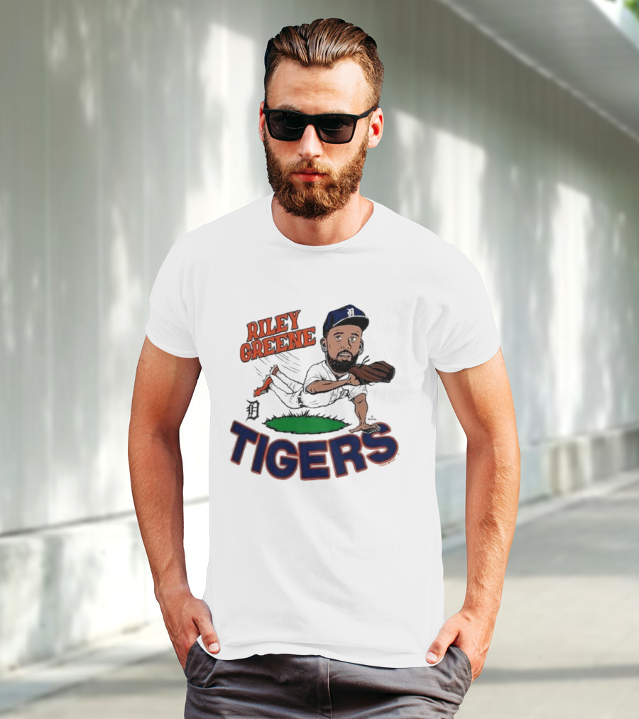 Riley Greene Detroit Tigers Caricature Player Tri Blend Homage Ash T-Shirt