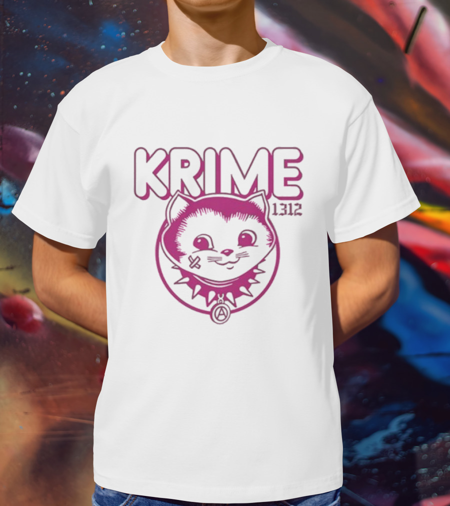KRIME Cat 1312 Anarchist Symbol And Spiked Collar T-Shirt
