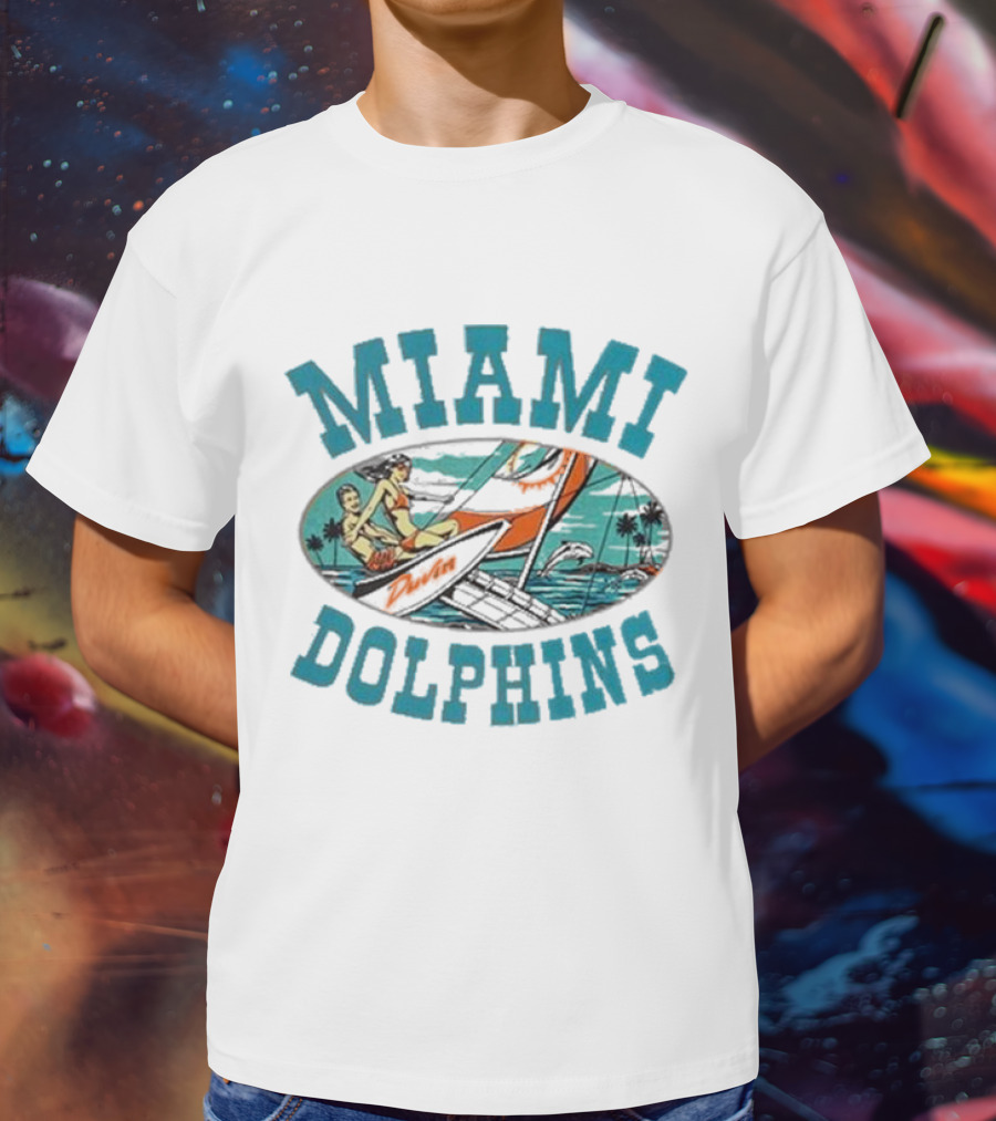 Miami Dolphins Sailing Adventure Retro Vibes T-Shirt