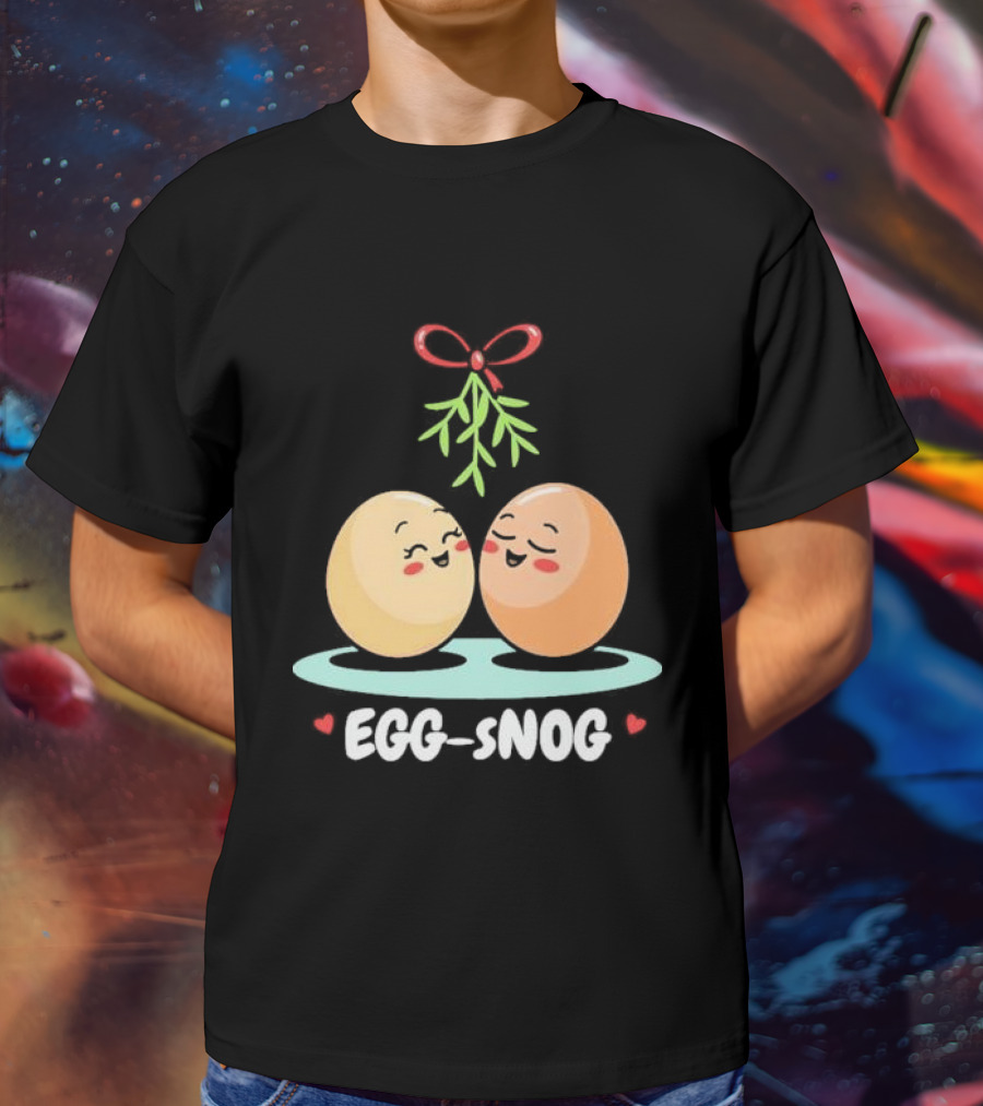 Egg Snog Mistletoe With Small Hearts T-Shirt