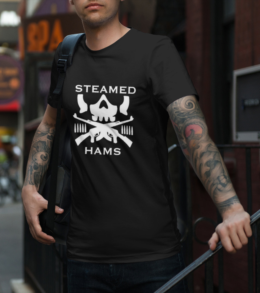 Simpsons Steamed Hams Skull Guns Memes T-Shirt