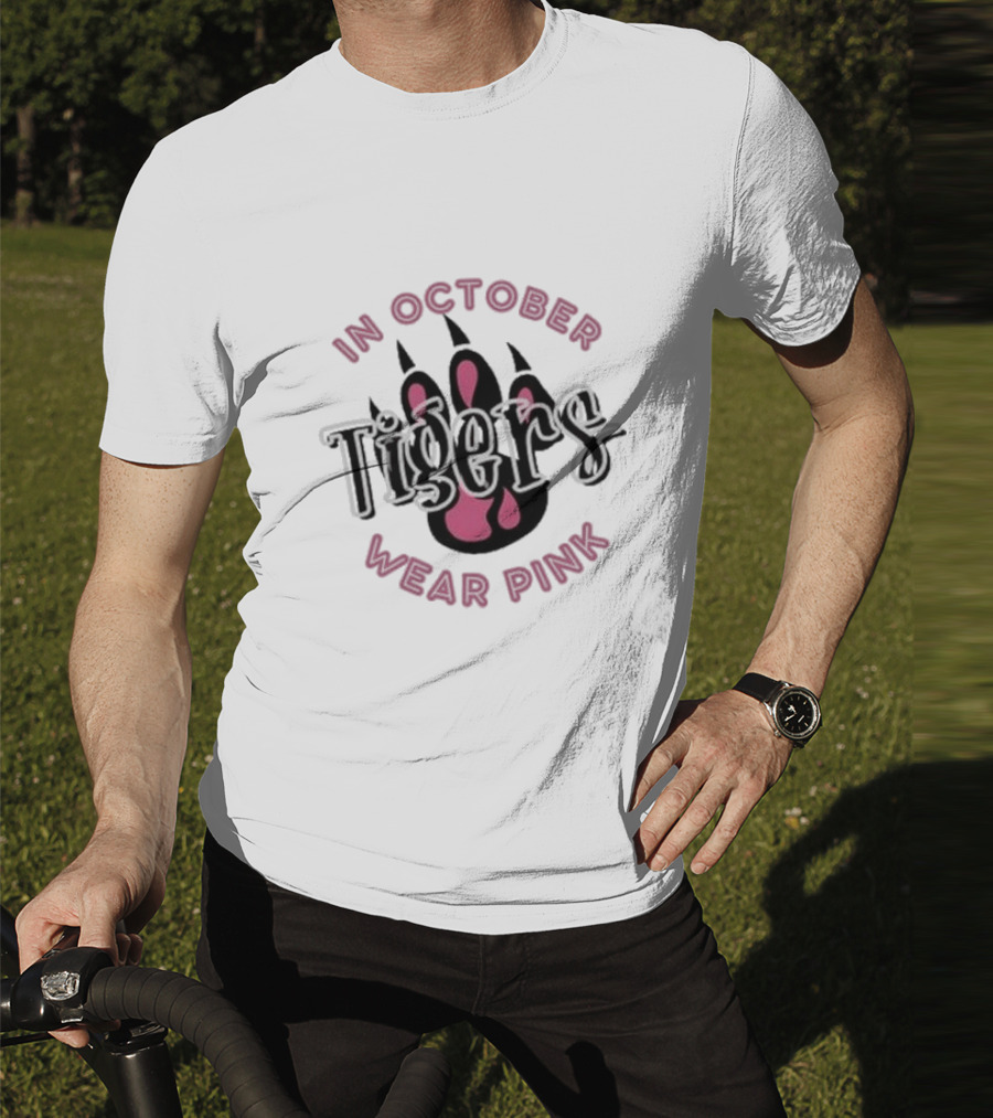 Breast Cancer Awareness Team School Spirit Tigers In October Wear Pink Detroit Tiger T-Shirt