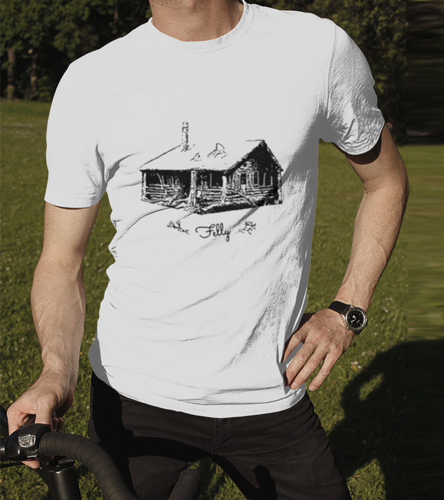 Felly Rustic Cabin Sketch T-Shirt