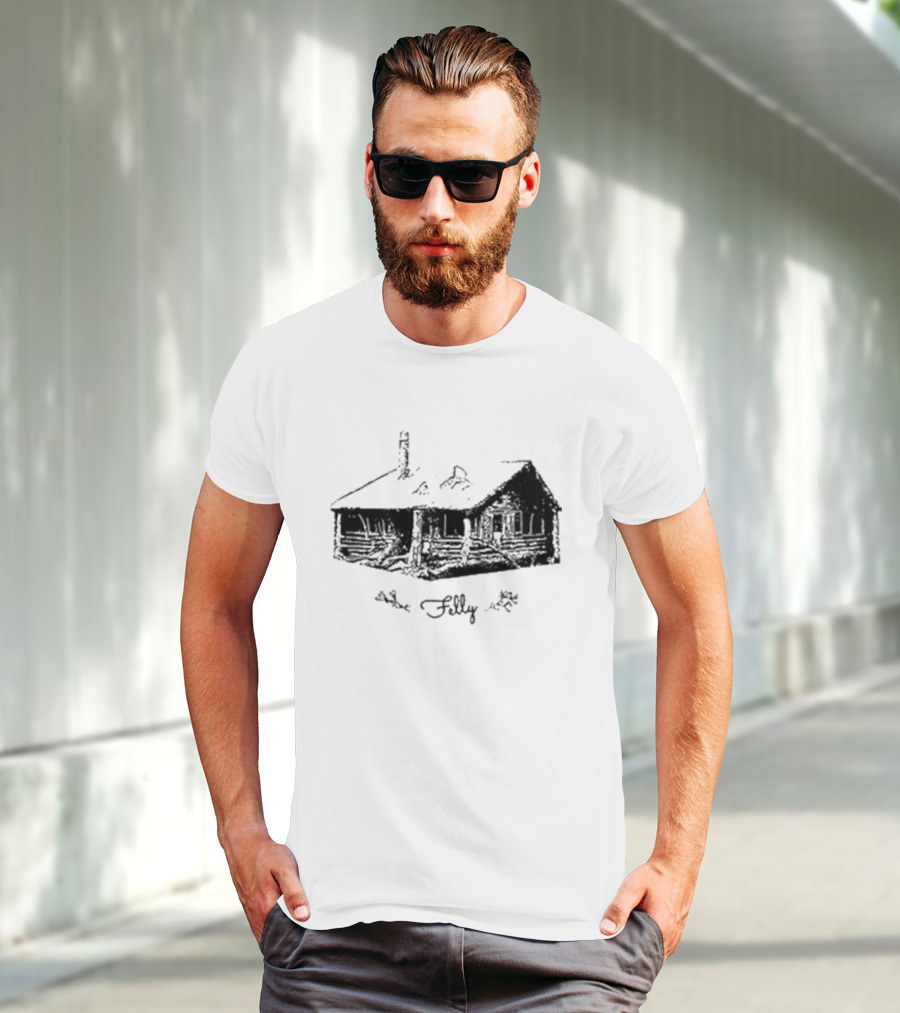 Felly Rustic Cabin Sketch T-Shirt