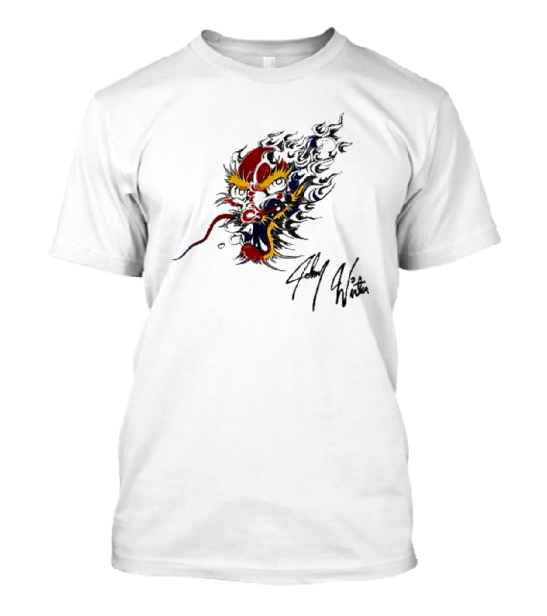Johnny Winter Superb Fiery Dragon T-Shirt