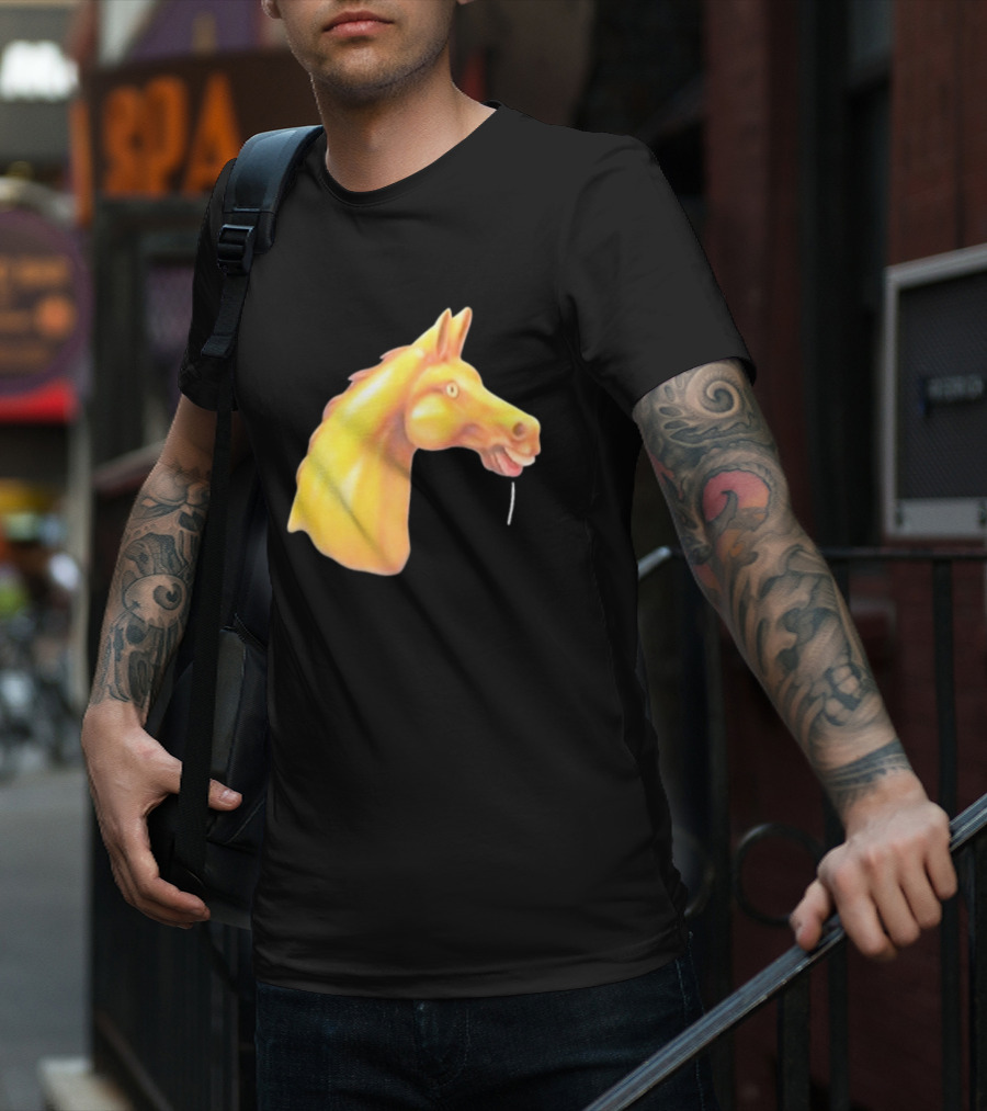 Andrew Garfield Horse What's The Rush Black Shirt Colorful Horse Head T-Shirt