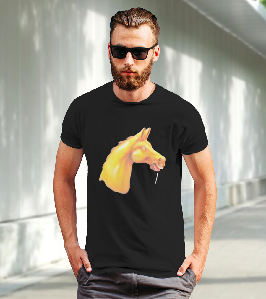 Andrew Garfield Horse What's The Rush Black Shirt Colorful Horse Head T-Shirt