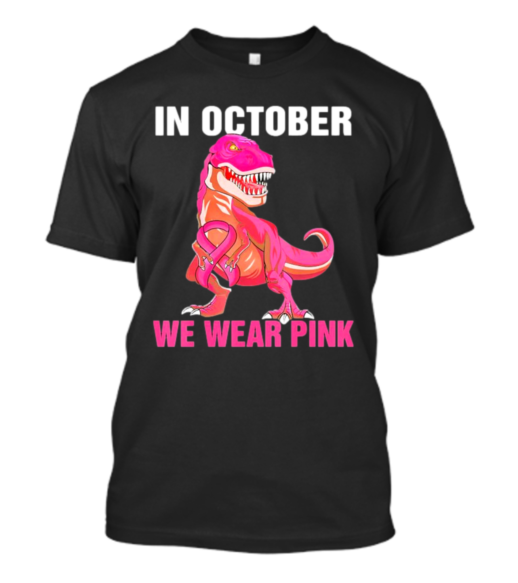 In October We Wear Pink Breast Cancer T-Rex Dino Kids Toddler T-Shirt