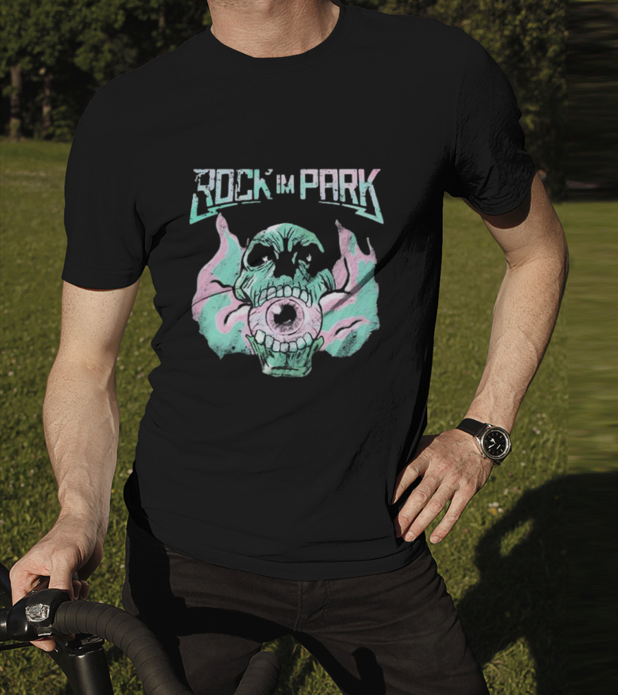 Rock Im Park Smoke Skull Flaming Eyeball T-Shirt