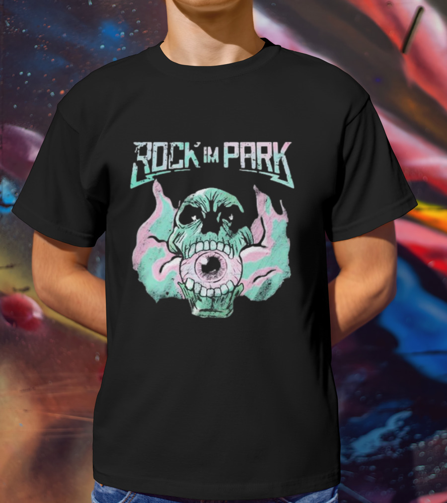 Rock Im Park Smoke Skull Flaming Eyeball T-Shirt
