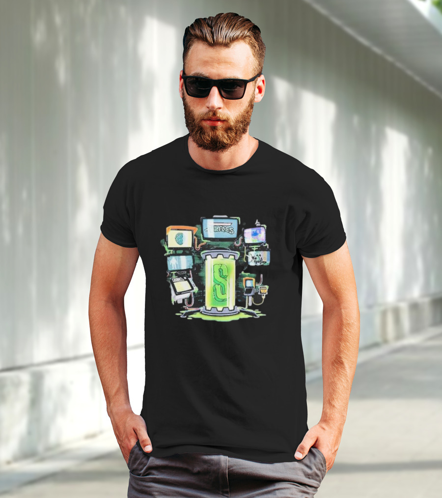 Sidemen Mutation Sci-Fi Tube With Screens And Green Elements T-Shirt