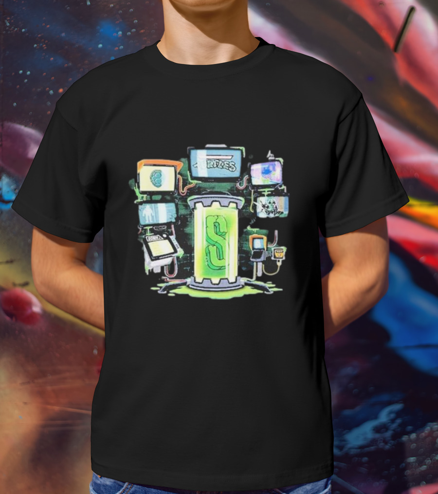 Sidemen Mutation Sci-Fi Tube With Screens And Green Elements T-Shirt
