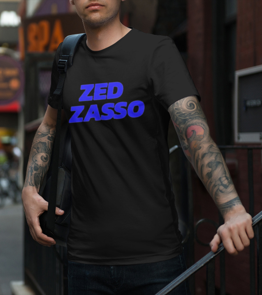 Zed Zasso Bold Blue Lettering T-Shirt
