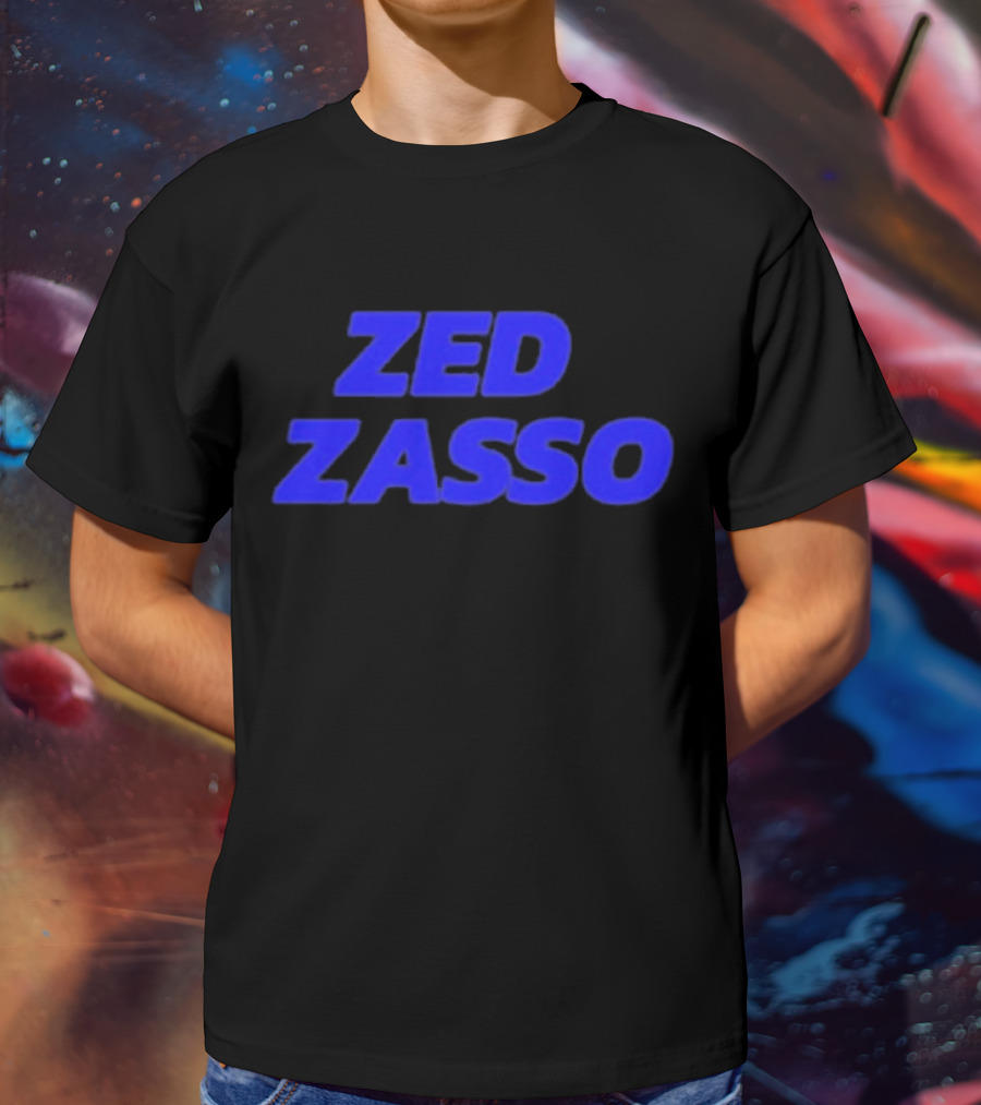 Zed Zasso Bold Blue Lettering T-Shirt