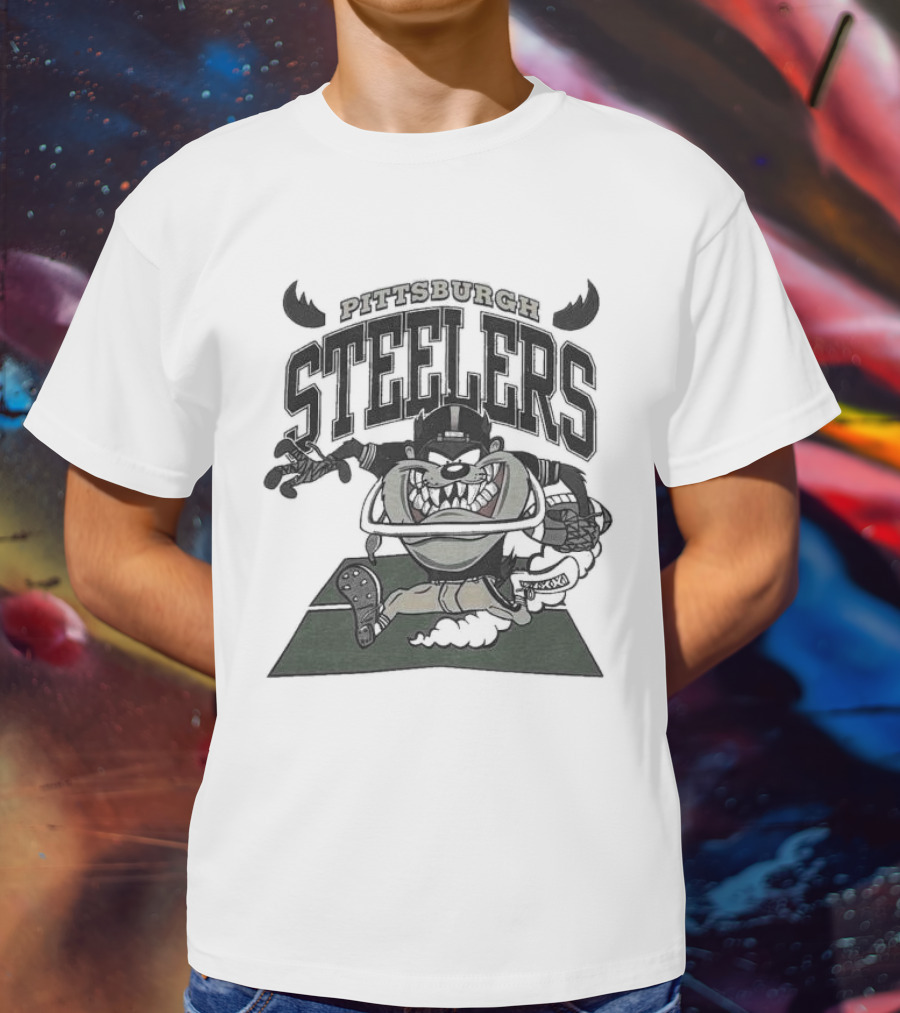 Pittsburgh Steelers Looney Tunes Taz 90s NFL Football T-Shirt