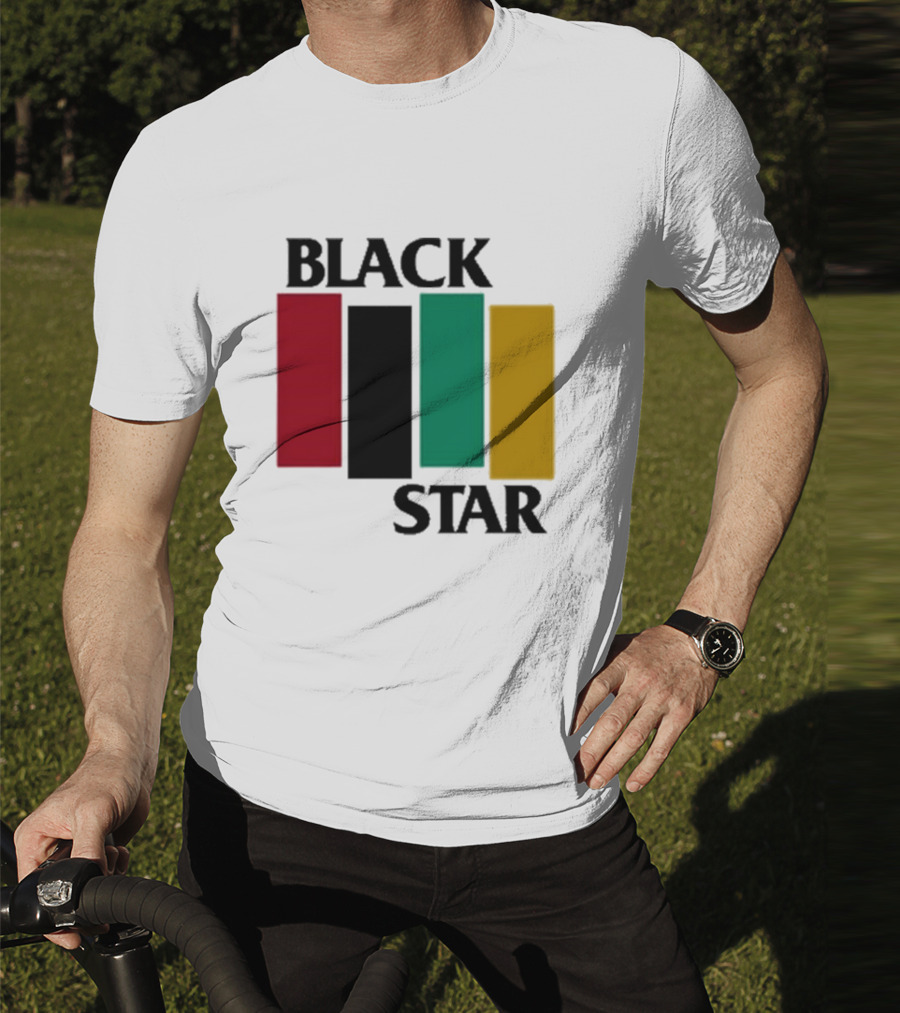 Black Star Flag Red Black Green Gold Vertical Bars T-Shirt