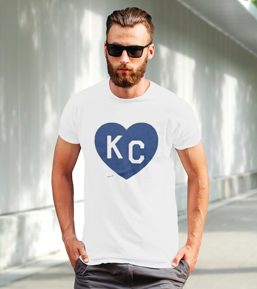 KC Heart Powder Blue Navy T-Shirt