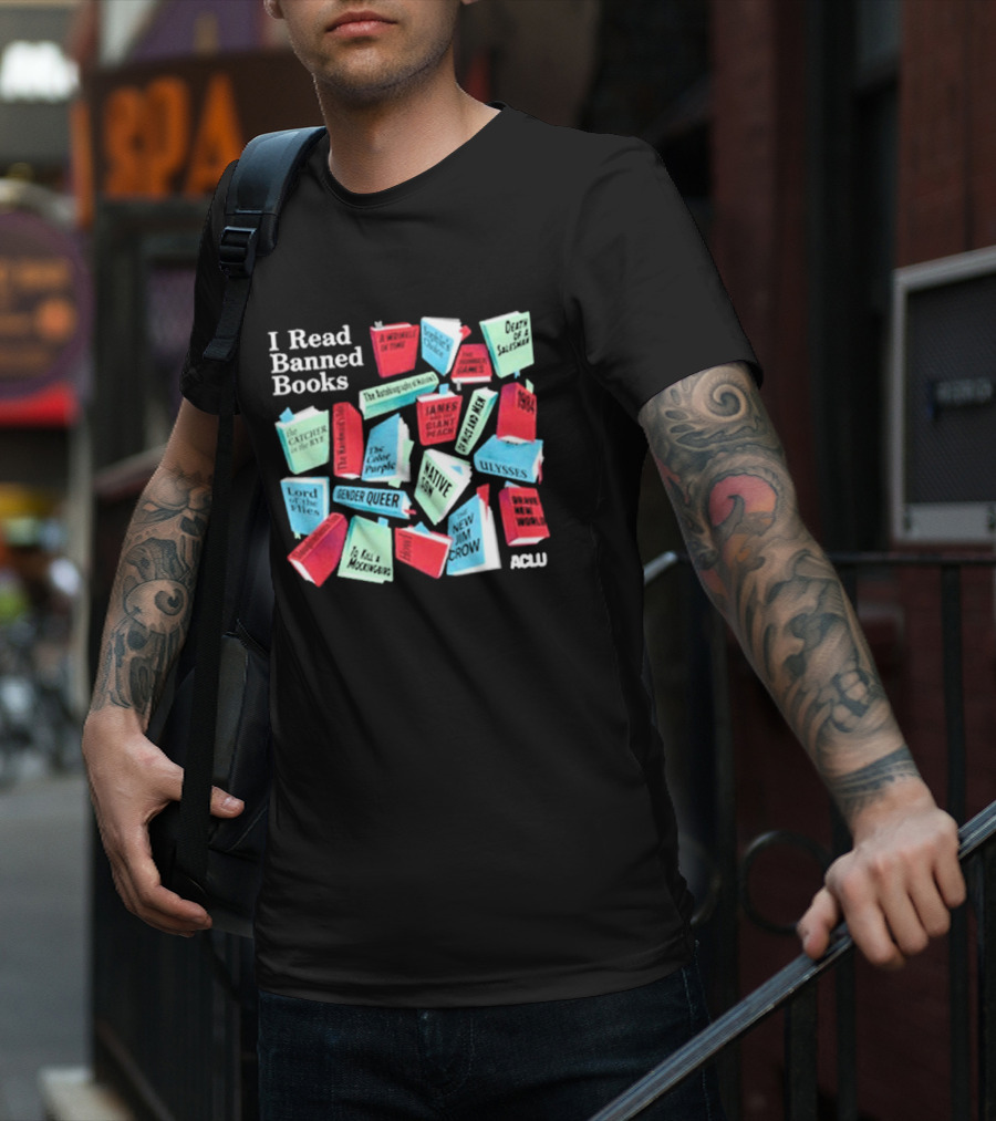 I Read Banned Books ACLU Catcher In The Rye Lord Of The Flies To Kill A Mockingbird Gender Queer T-Shirt