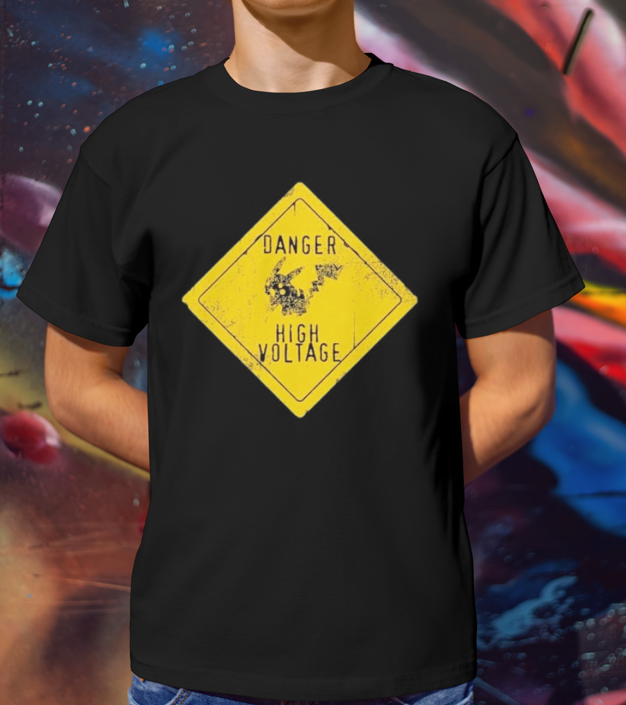 Pikachu Danger High Voltage Sign Warning T-Shirt