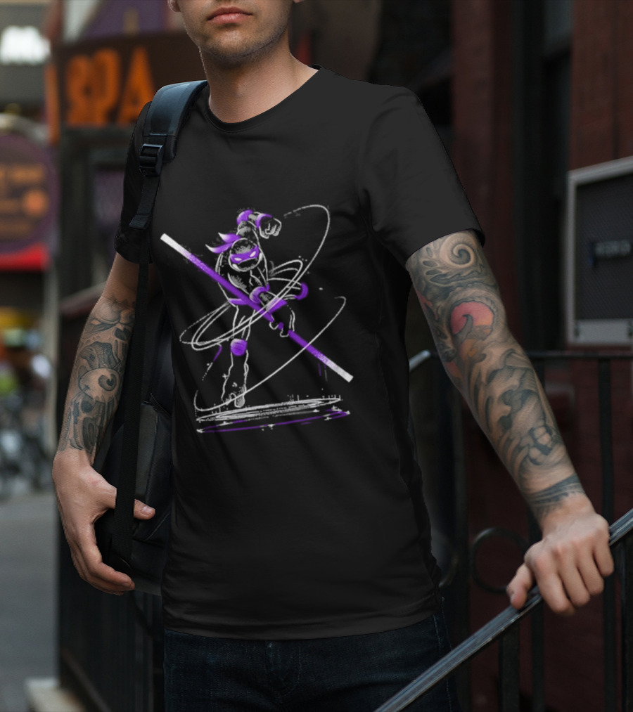 Starry Donnie Spin With Purple Staff And Mask T-Shirt