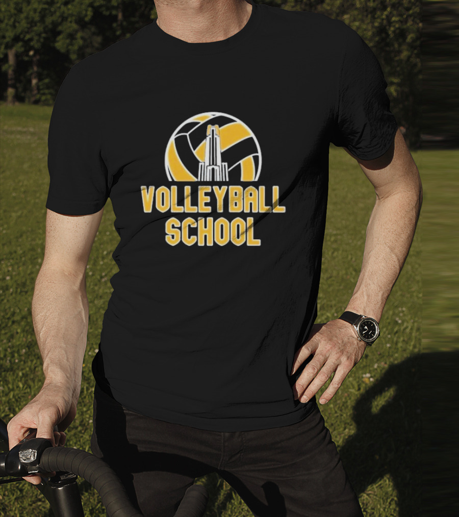 Volleyball School Ball Tower Icon With Building T-Shirt