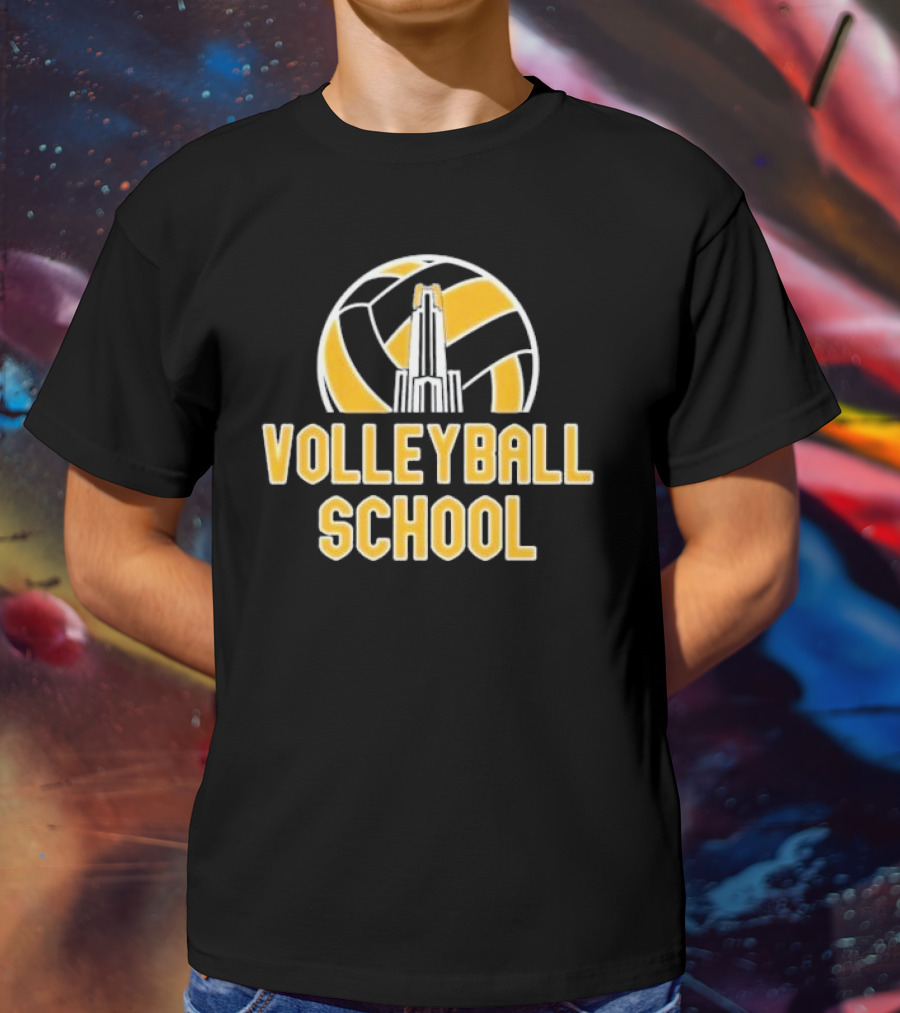 Volleyball School Ball Tower Icon With Building T-Shirt