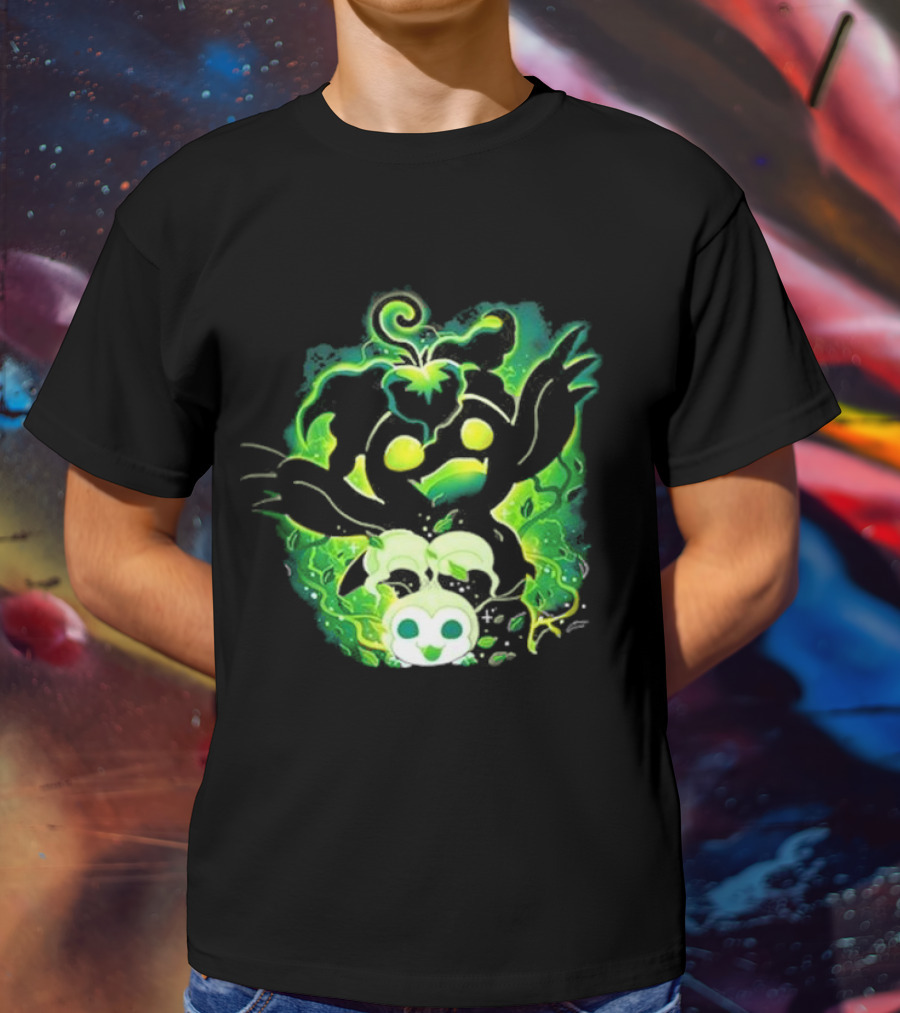 Digi Leaf Vallina Vibrant Green Creature With Gleaming Elements T-Shirt