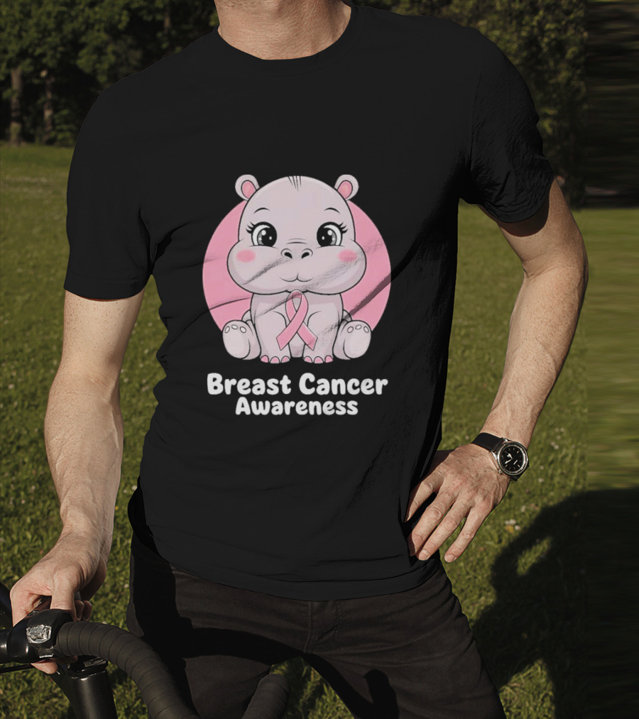 Breast Cancer Awareness Hippo Pink T-Shirt