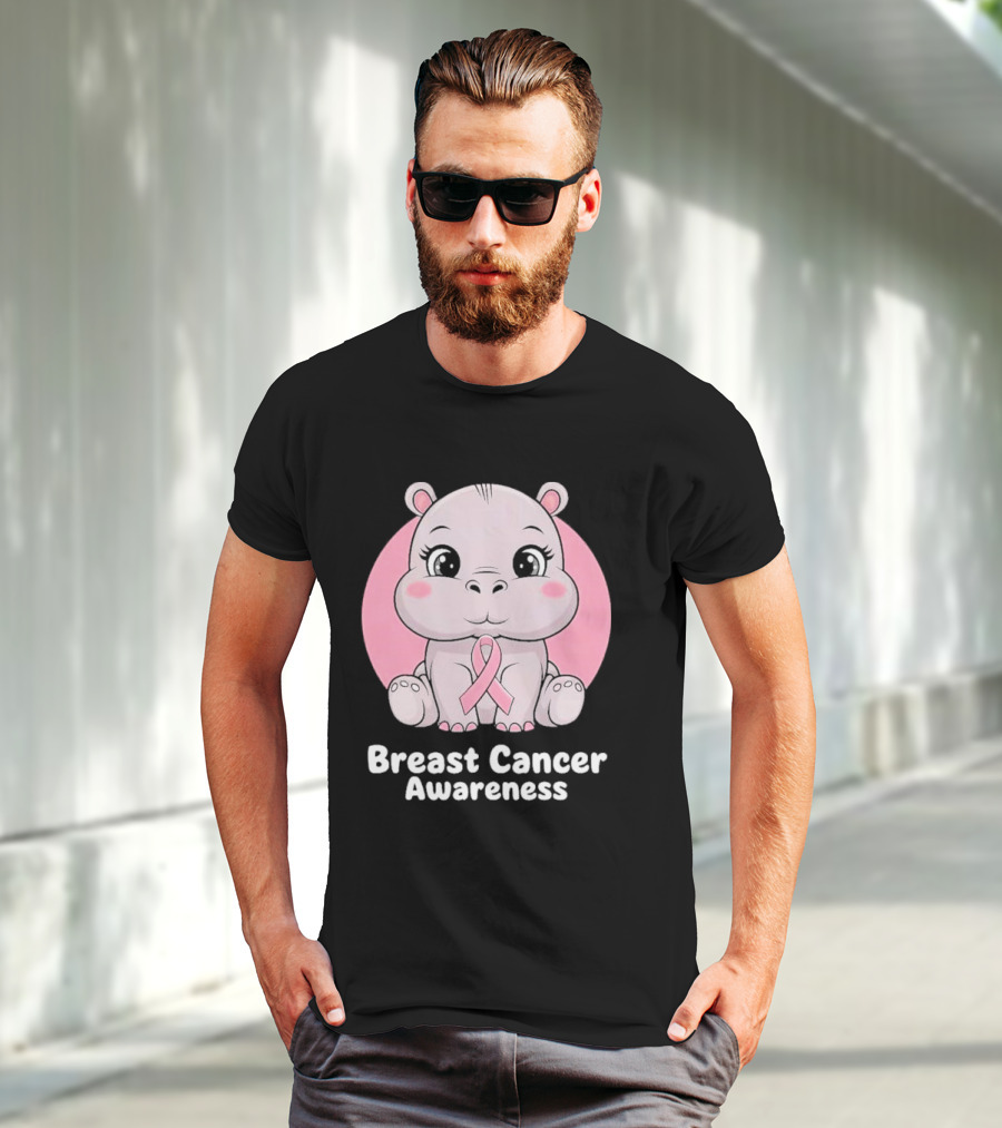 Breast Cancer Awareness Hippo Pink T-Shirt
