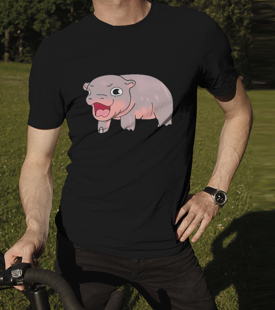Moo Deng Baby Hippo Hippopotamus Cute Cartoon Character T-Shirt