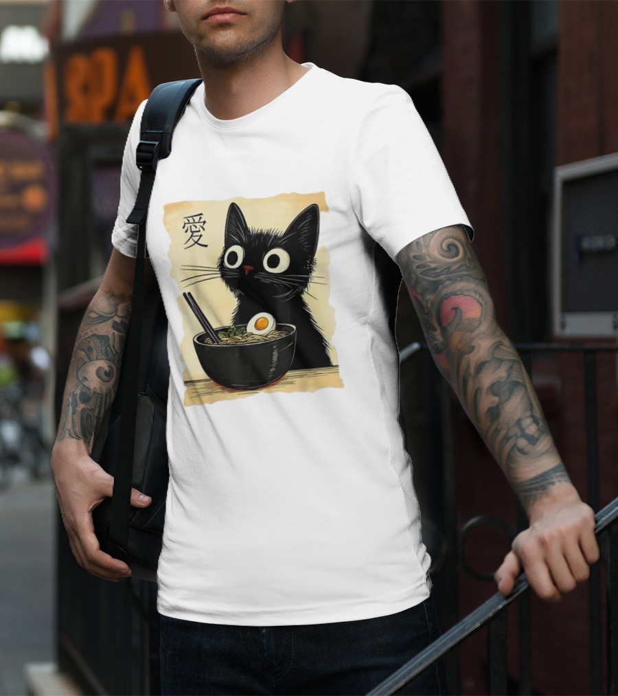 Cat Ramen Japanese Kawaii Anime Cat 愛 T-Shirt