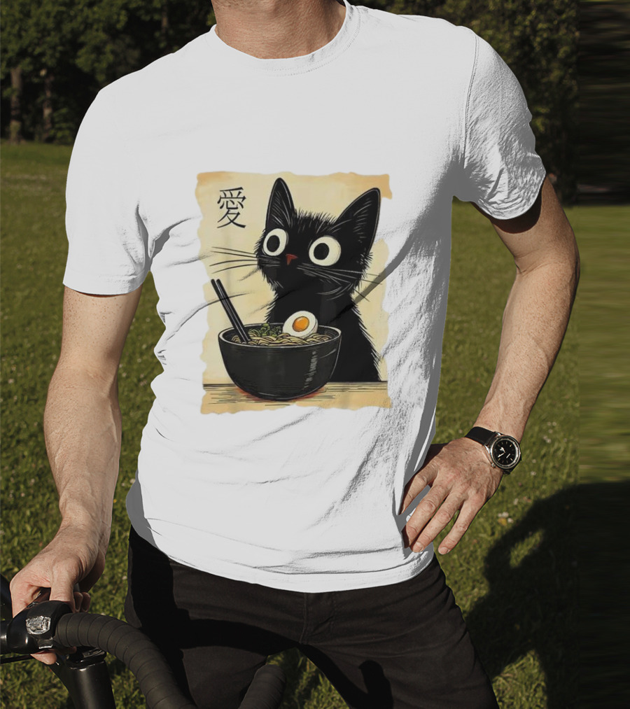 Cat Ramen Japanese Kawaii Anime Cat 愛 T-Shirt