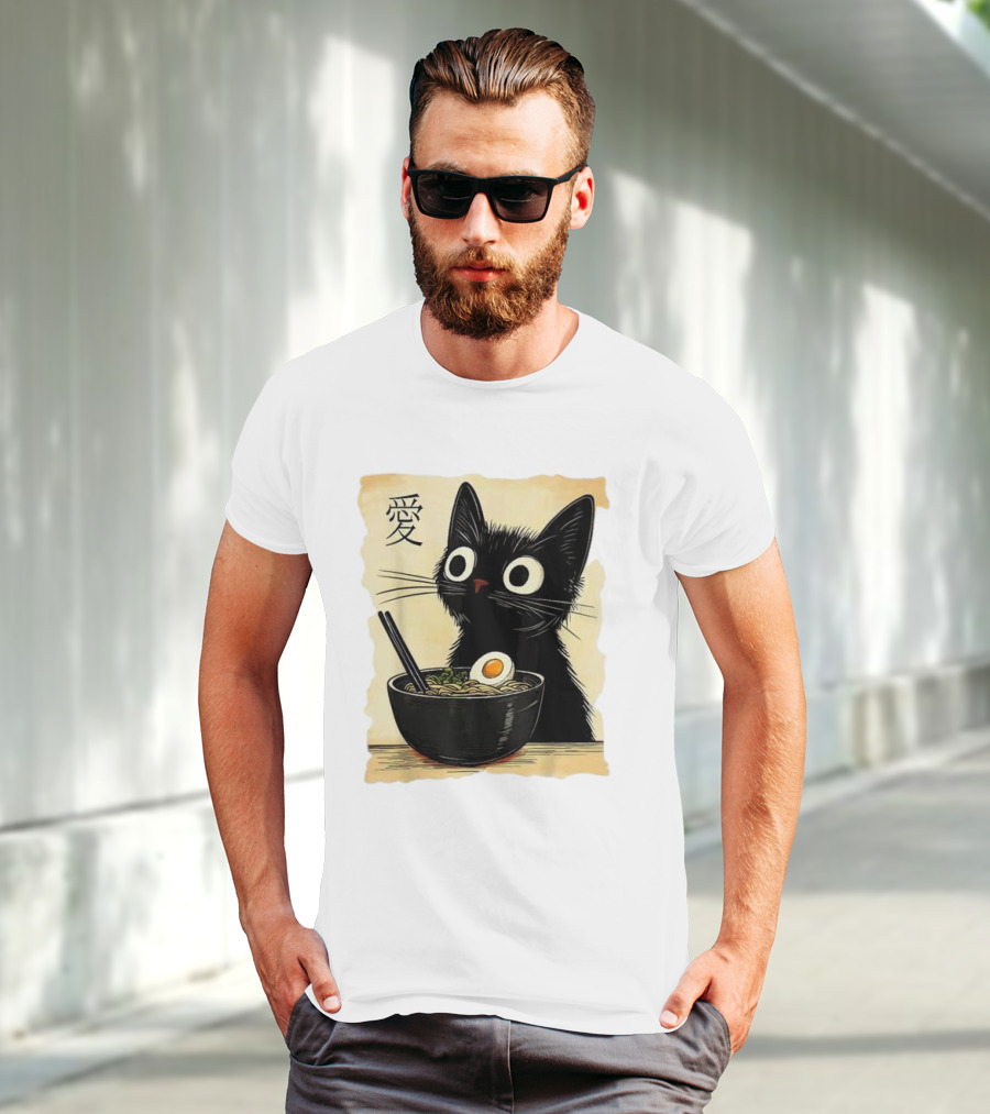 Cat Ramen Japanese Kawaii Anime Cat 愛 T-Shirt