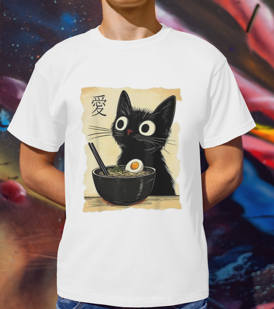 Cat Ramen Japanese Kawaii Anime Cat 愛 T-Shirt