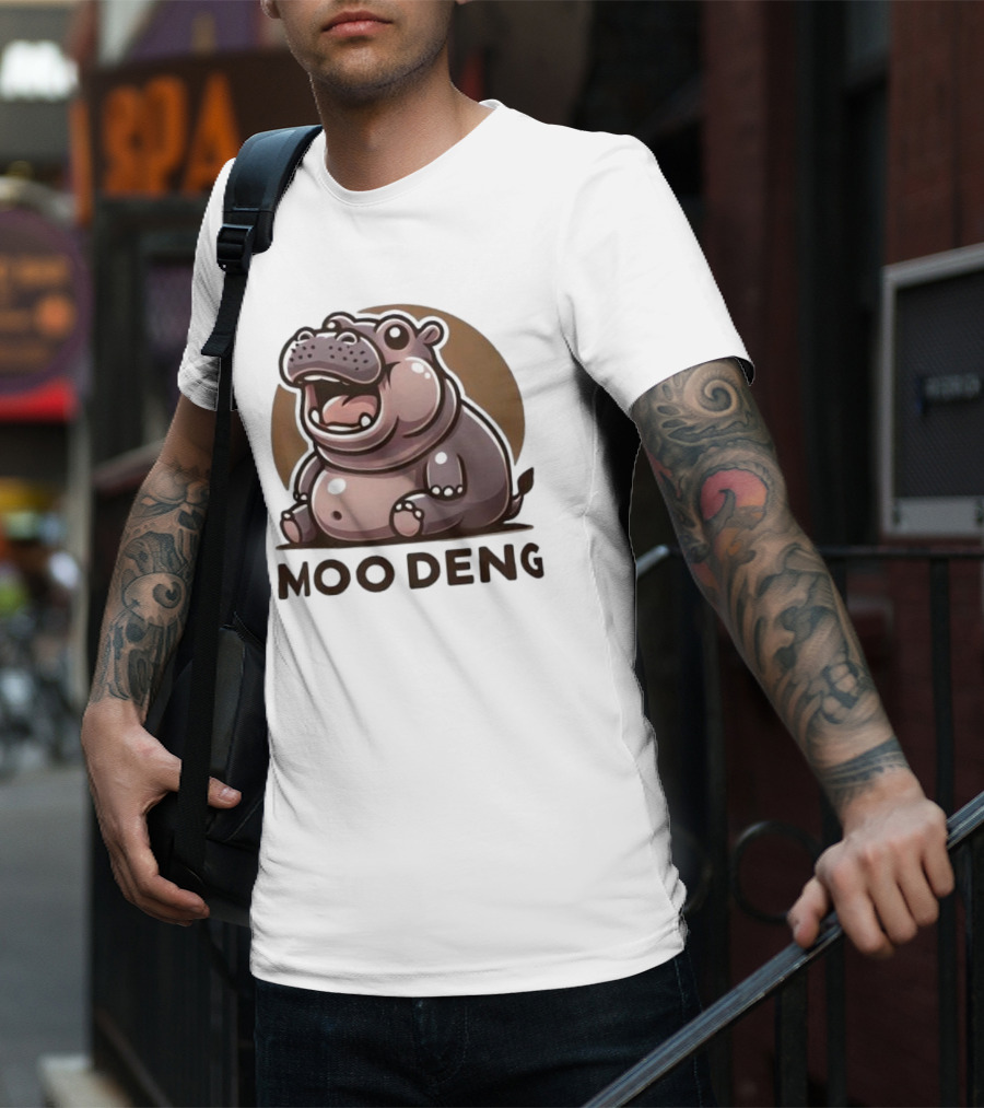 Moo Deng Baby Hippo Fat Cartoon Character T-Shirt