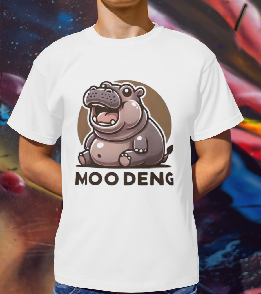 Moo Deng Baby Hippo Fat Cartoon Character T-Shirt