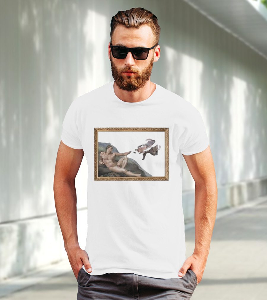 Michelangelo Moo Deng Creation Parody Vintage Frame T-Shirt