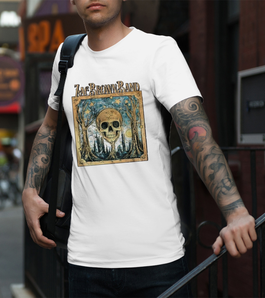 Zac Brown Band Skull Starry Forest Scene T-Shirt