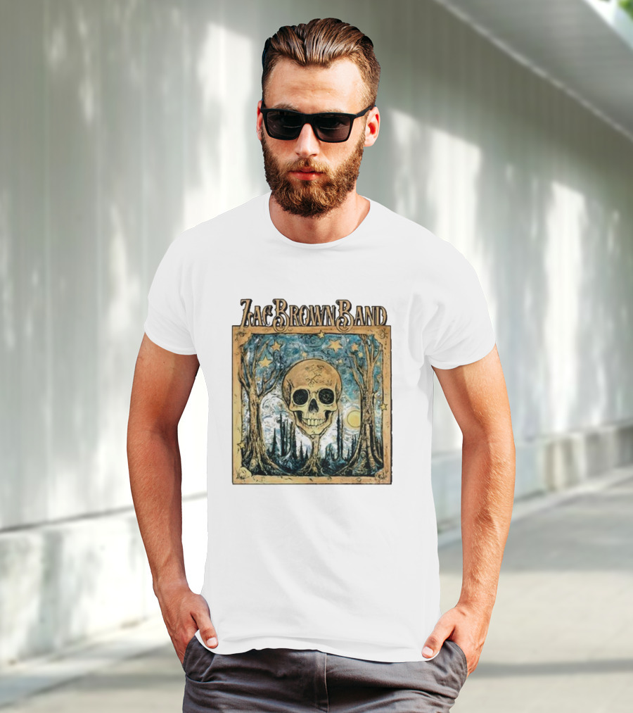 Zac Brown Band Skull Starry Forest Scene T-Shirt
