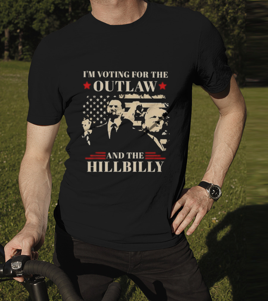 I'm Voting For The Outlaw And The Hillbilly Stars And Stripes Retro Portraits T-Shirt