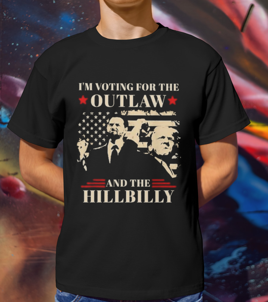 I'm Voting For The Outlaw And The Hillbilly Stars And Stripes Retro Portraits T-Shirt