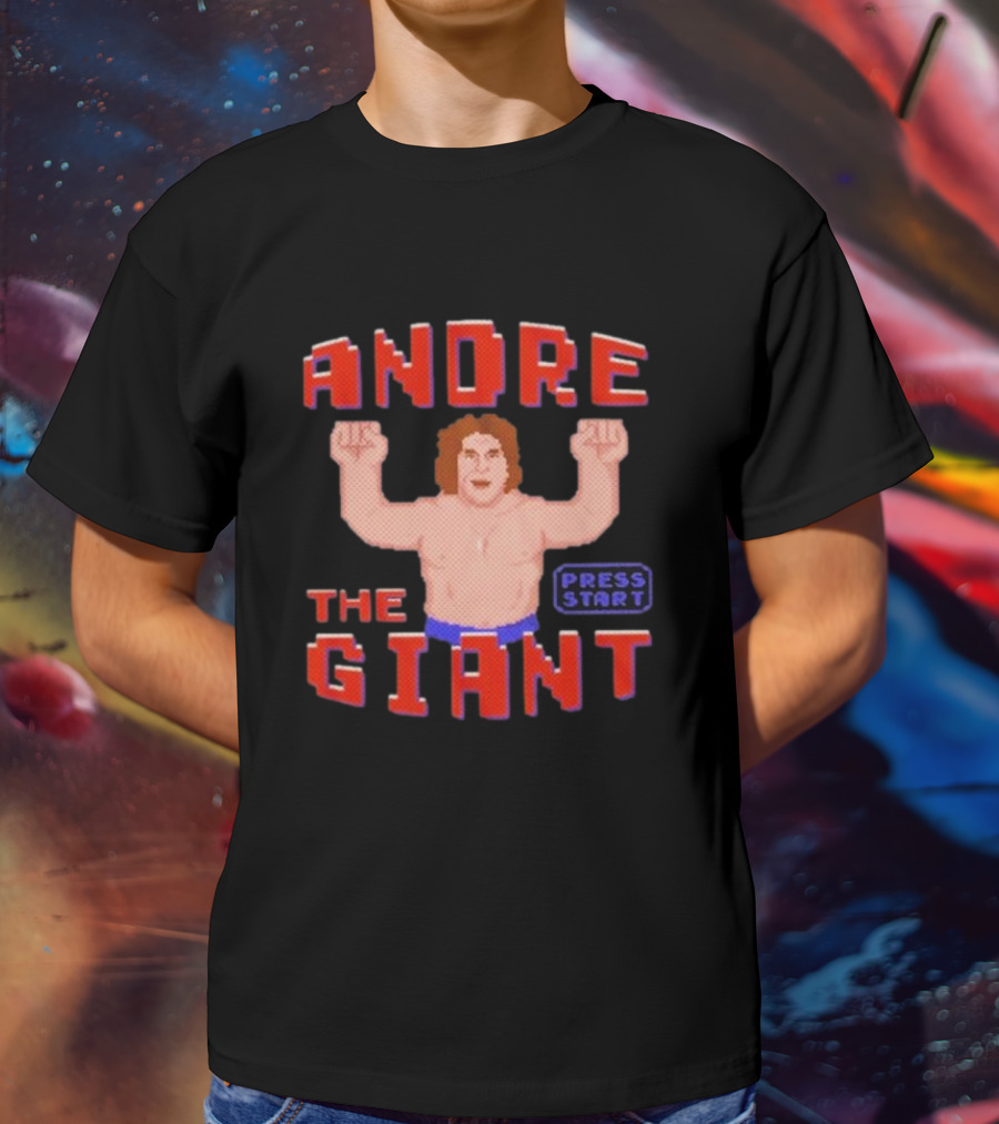 Andre The Giant Press Start Retro Gaming T-Shirt