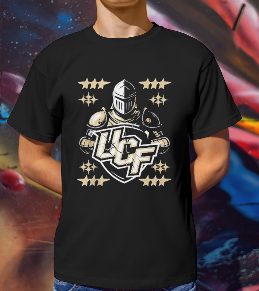 UCF Knight Armor Vintage Lettering Distressed Stars T-Shirt