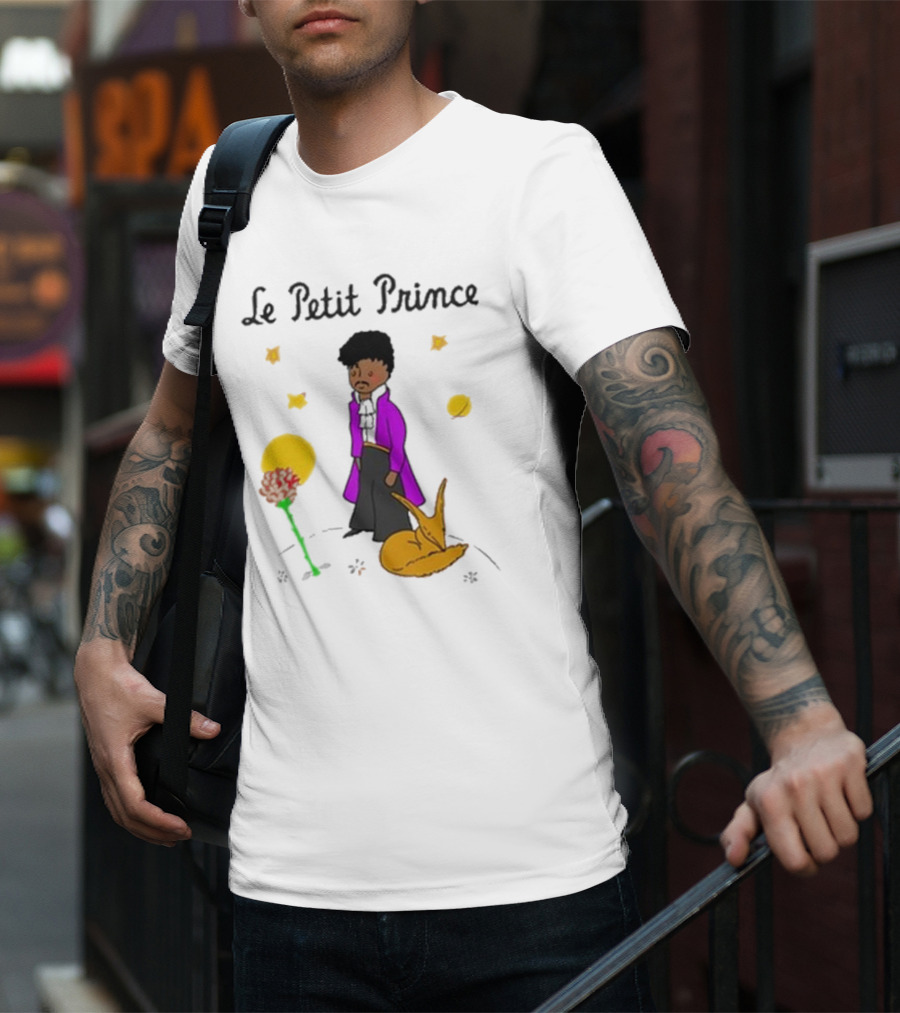 Le Petit Prince Purple Coat Fox And Rose Stars T-Shirt