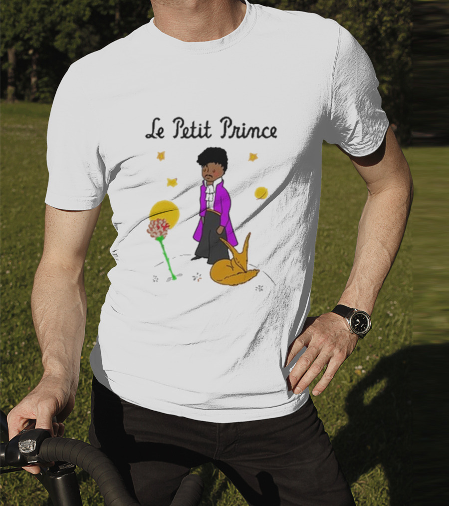 Le Petit Prince Purple Coat Fox And Rose Stars T-Shirt